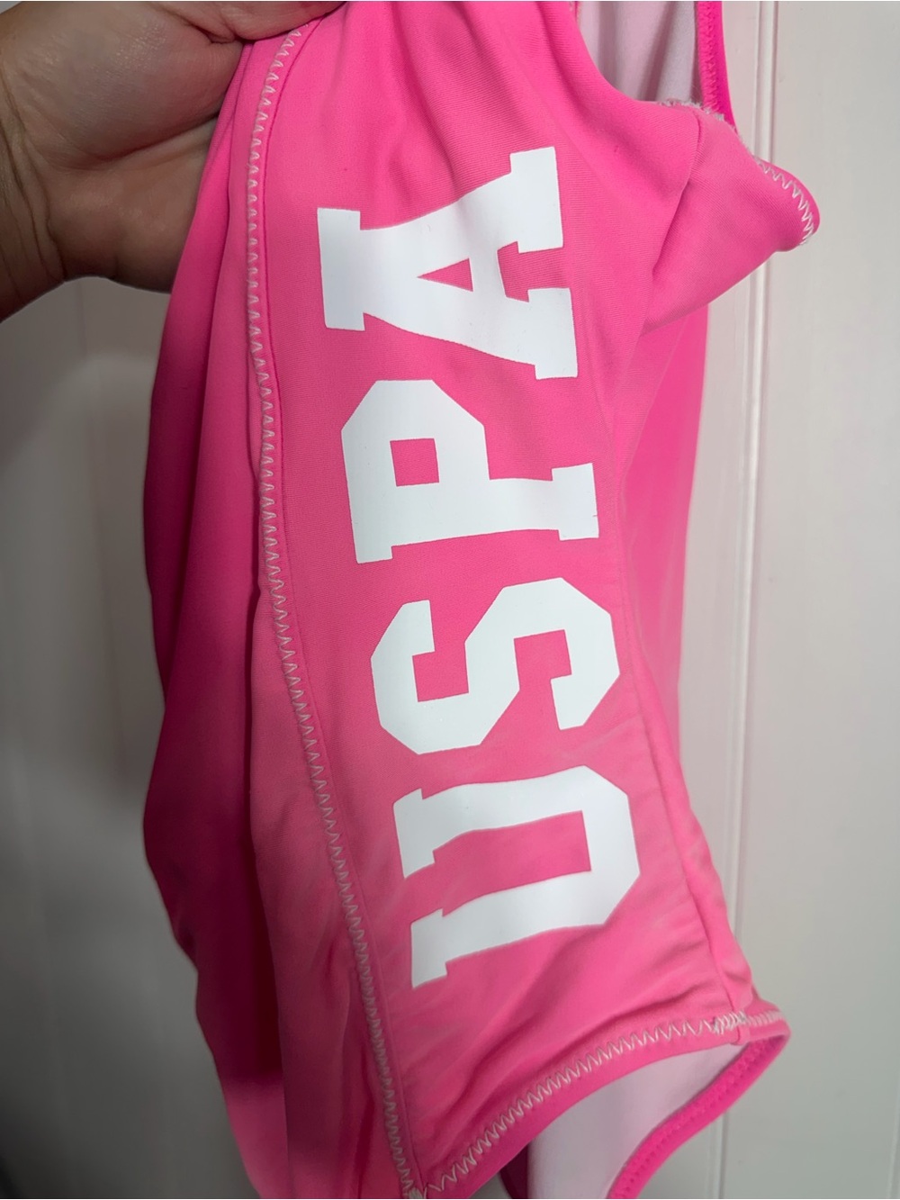 U.S. Polo Assn. Pink Zip Front One-Piece Swimsuit - Picture 3 of 6